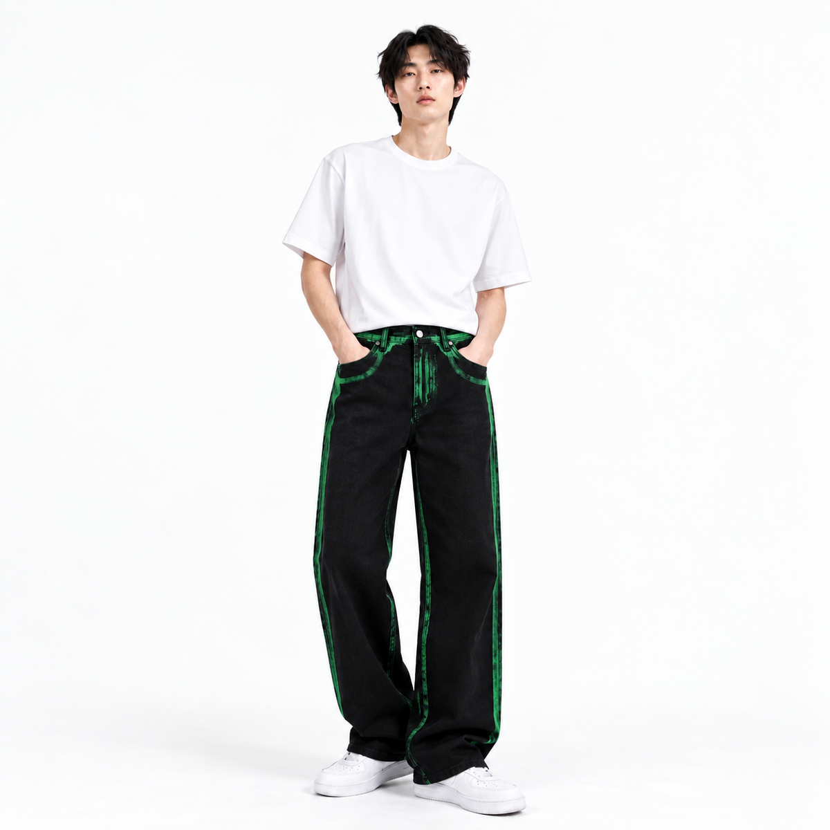 Black Contrast Stripe Jeans