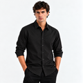 Black Textured Modern Fit Shirt