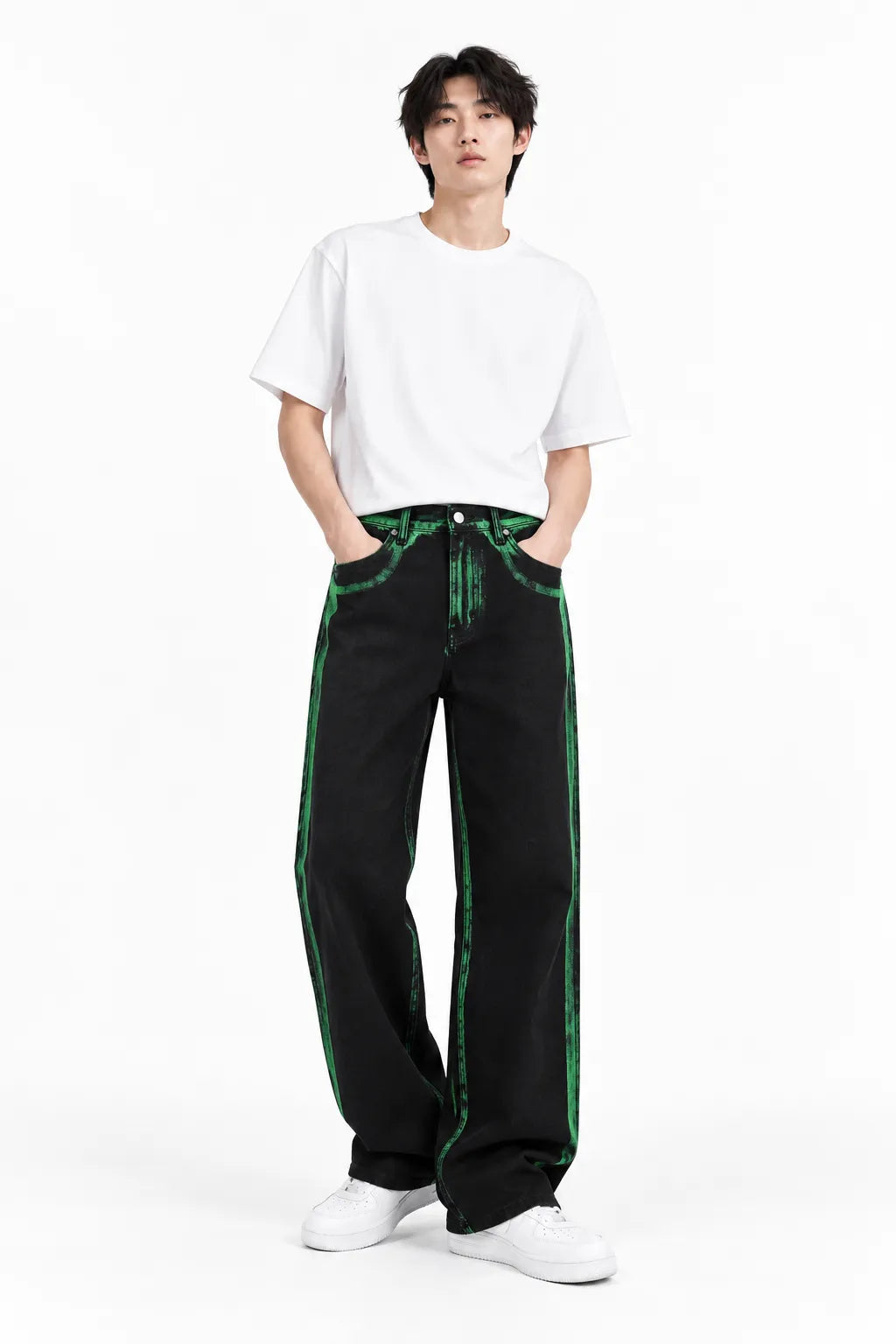 Black Contrast Stripe Jeans