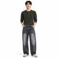 Charcoal Grey Washed Straight-Fit Jeans