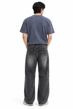 Charcoal Grey Washed Straight-Fit Jeans