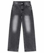 Charcoal Grey Washed Straight-Fit Jeans