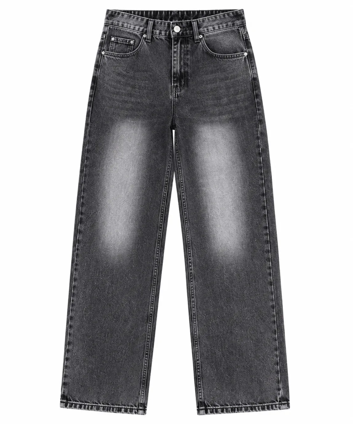 Charcoal Grey Washed Straight-Fit Jeans