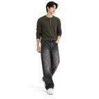 Men's Black Printed Baggy Fit Jeans