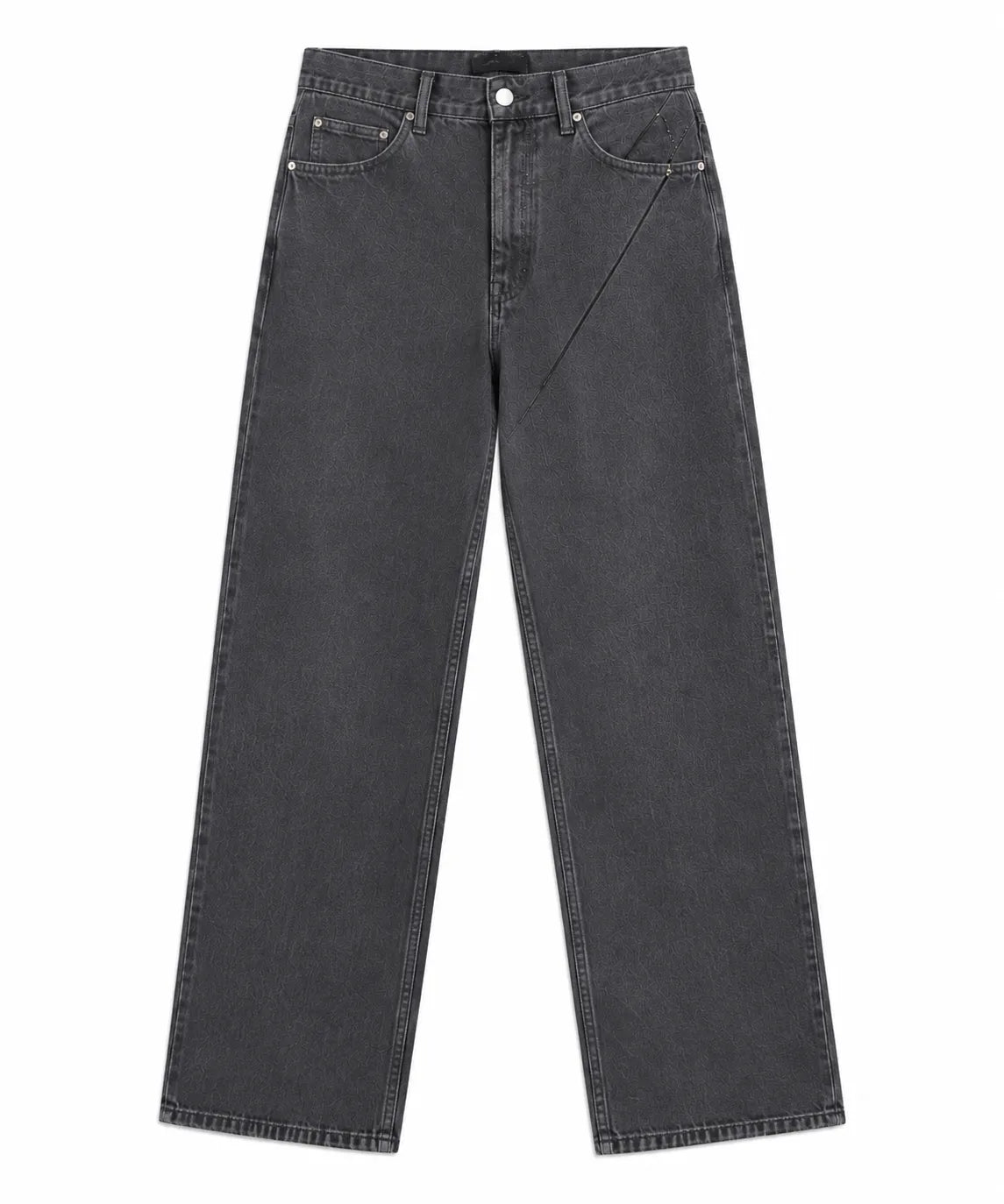 Grey Washed Baggy-Fit Jeans