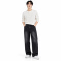 Black Washed Straight-Fit Jeans