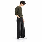 Black Washed Straight-Fit Jeans