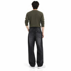 Black Washed Straight-Fit Jeans