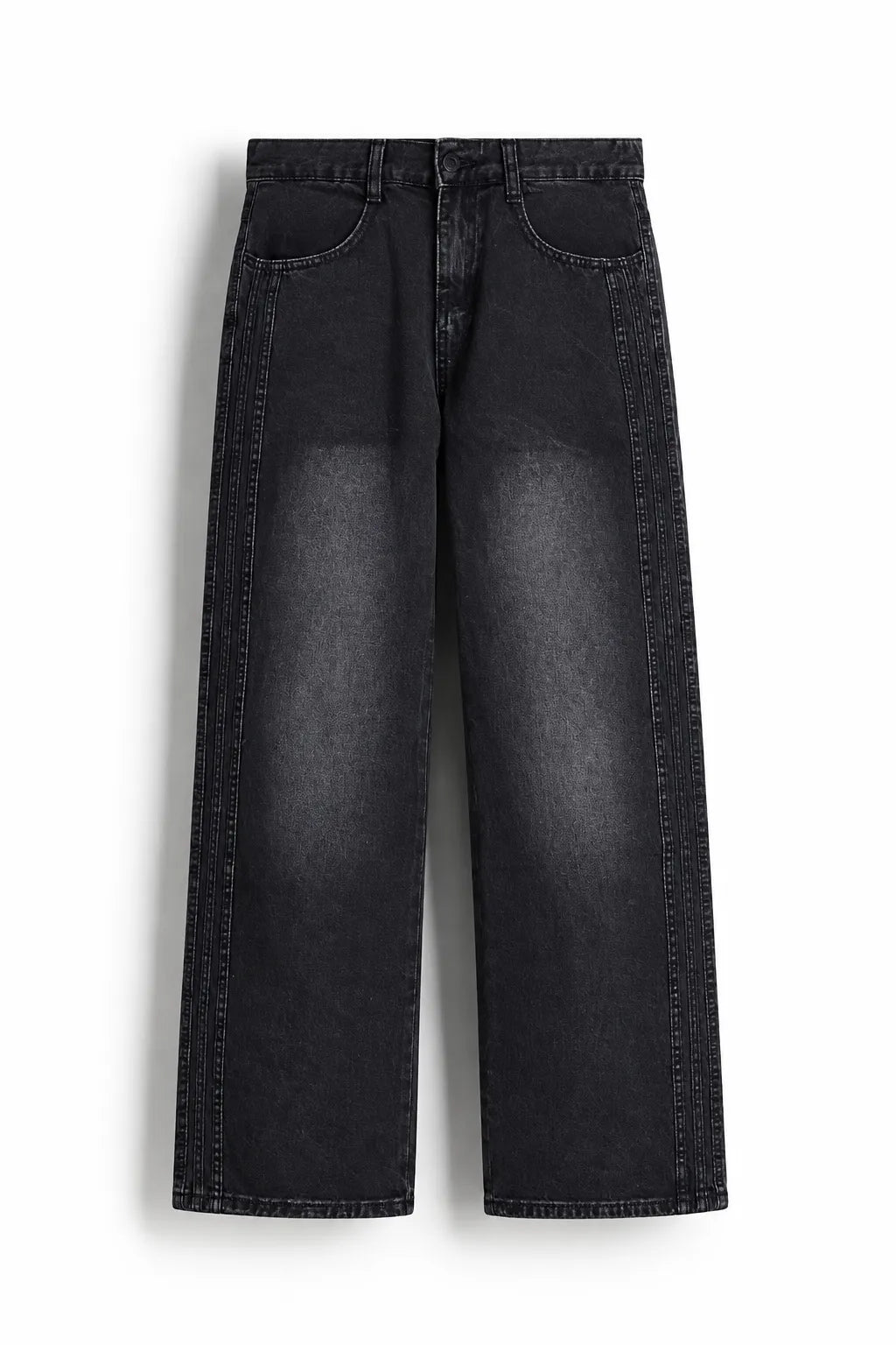 Black Washed Straight-Fit Jeans