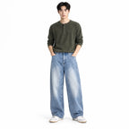 Light Blue Washed Wide-Leg Jeans