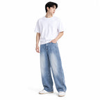 Light Blue Washed Wide-Leg Jeans