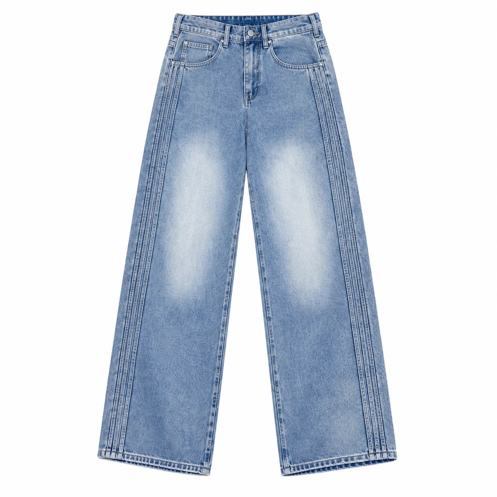 Light Blue Washed Wide-Leg Jeans