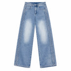 Light Blue Washed Wide-Leg Jeans