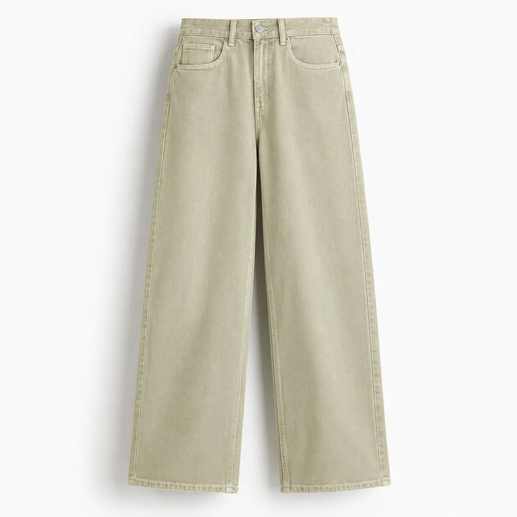 Beige Wide-Leg Jeans