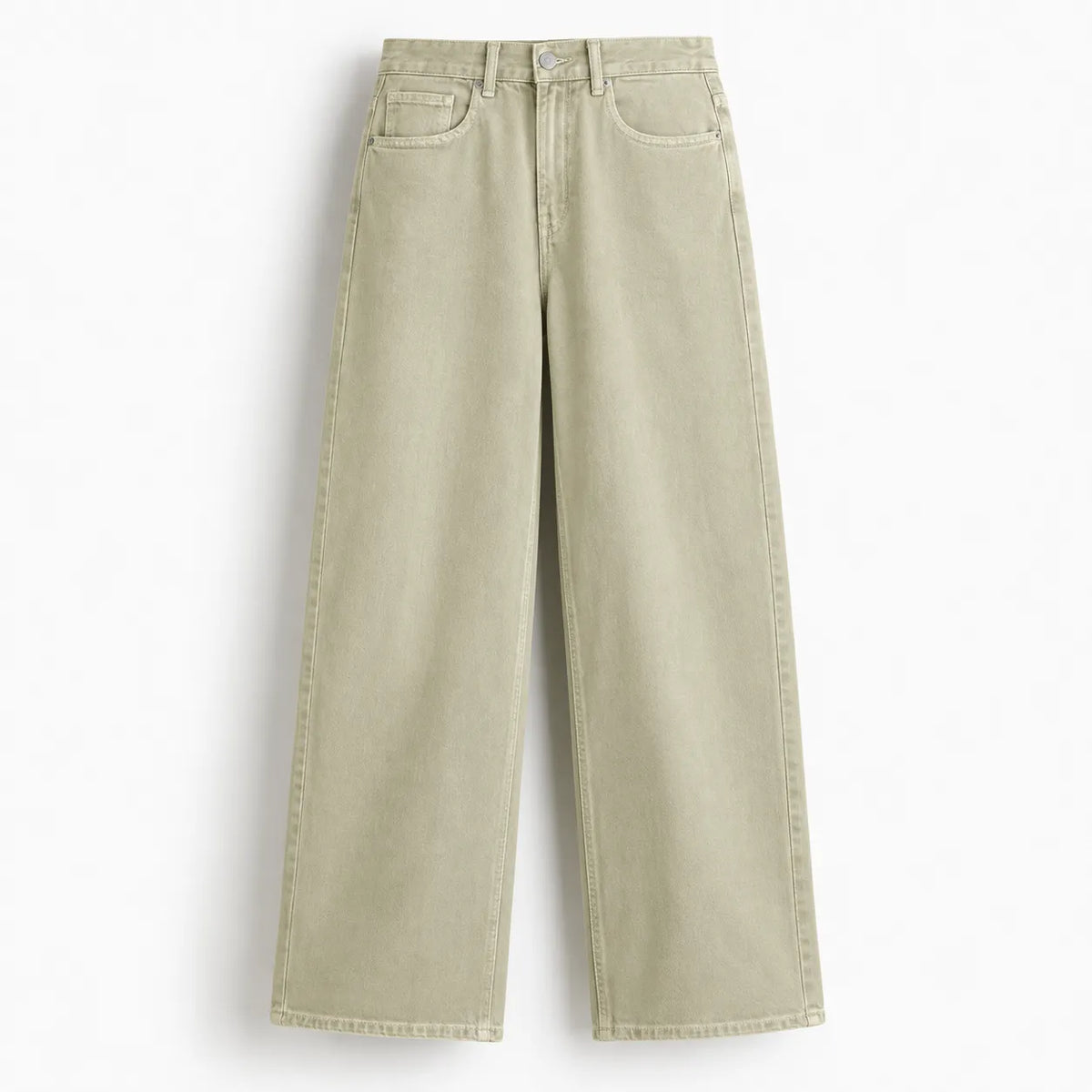 Beige Wide-Leg Jeans