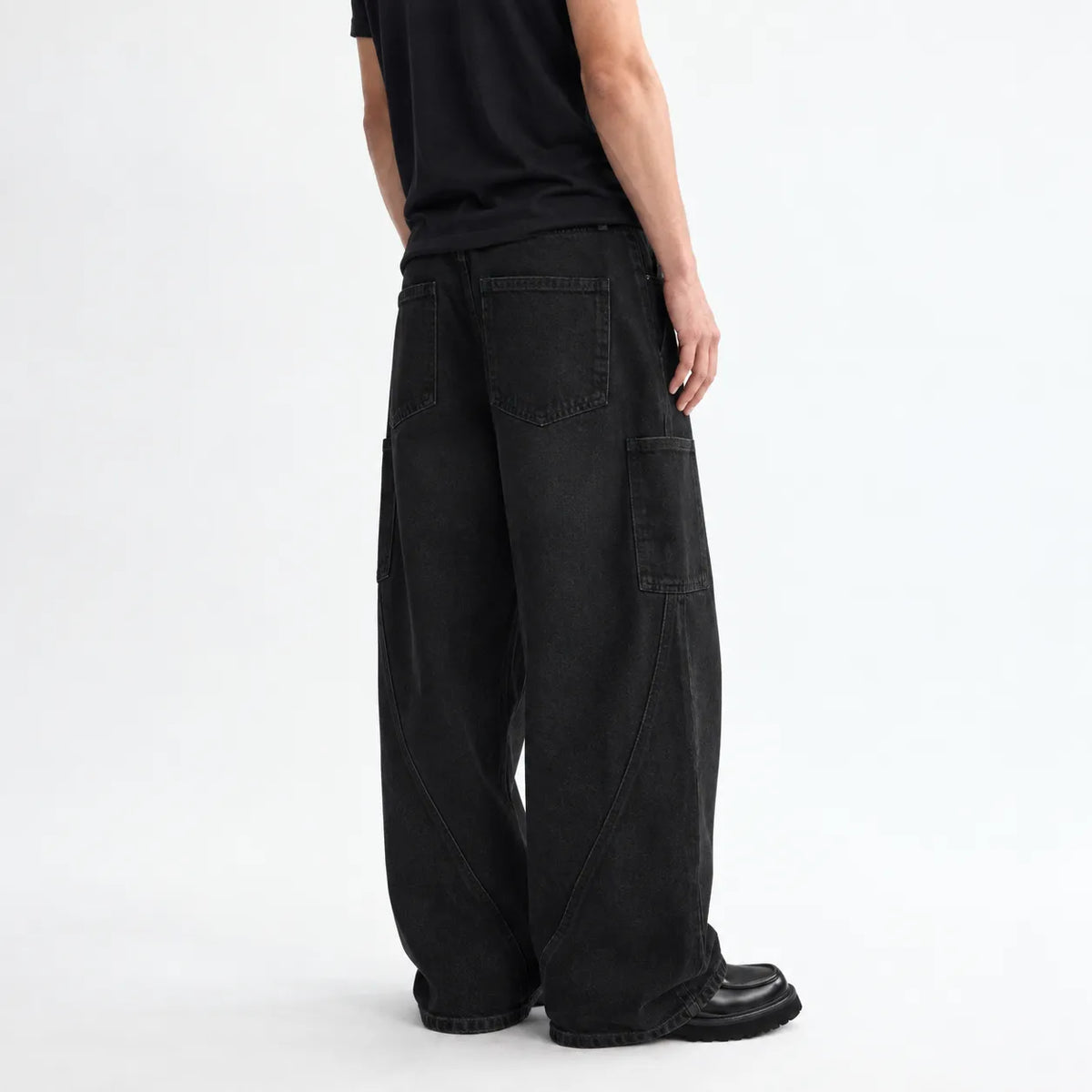 Men's Black Cargo Baggy Fit Jeans