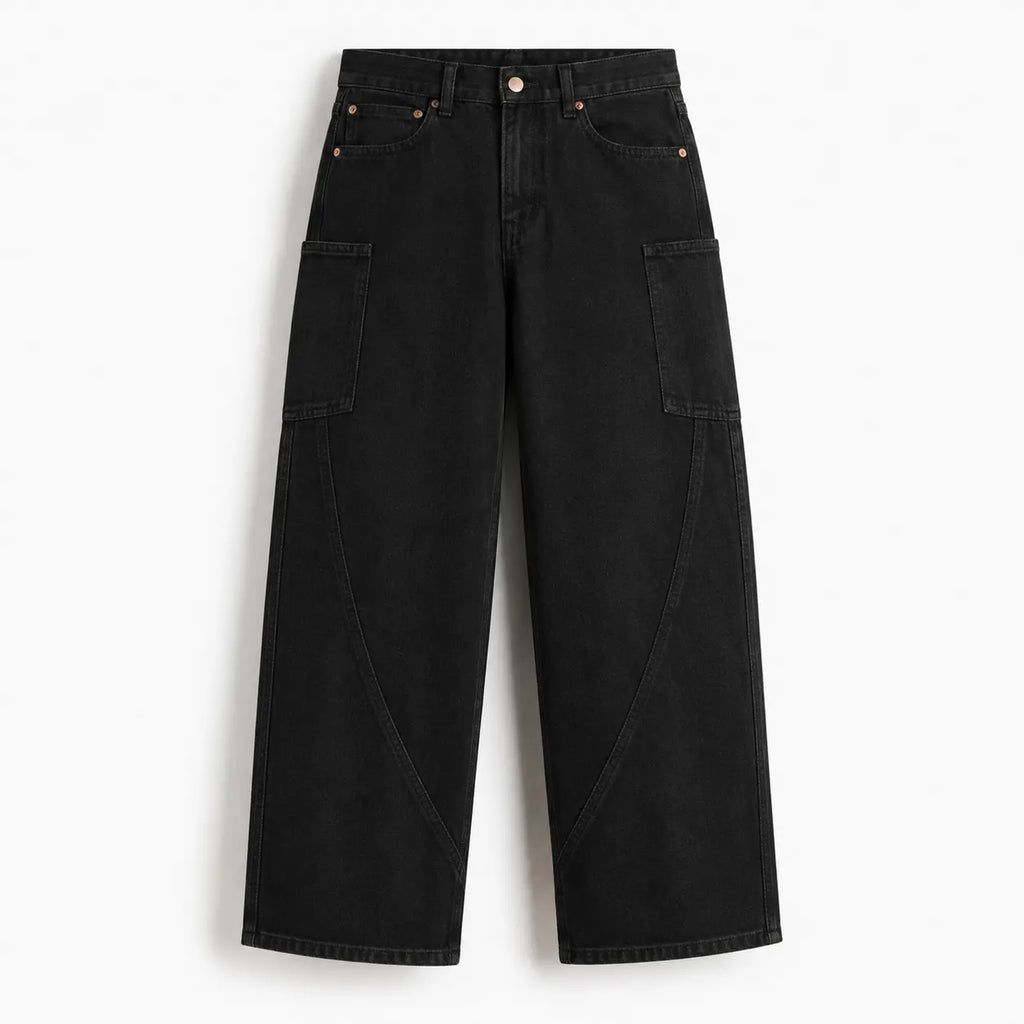 Men's Black Cargo Baggy Fit Jeans