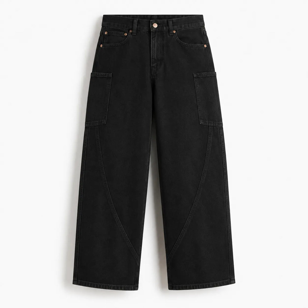 Men's Black Cargo Baggy Fit Jeans