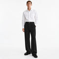 Men's Black Wide-Leg Belted Trousers