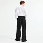 Men's Black Wide-Leg Belted Trousers