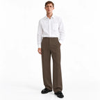 Men's Brown Wide-Leg Pleated Trousers