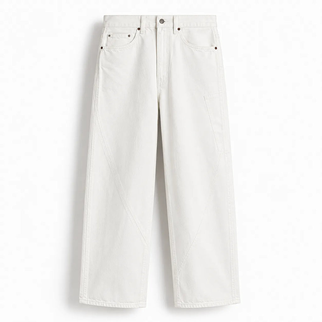 Men's White Utility Baggy Jeans
