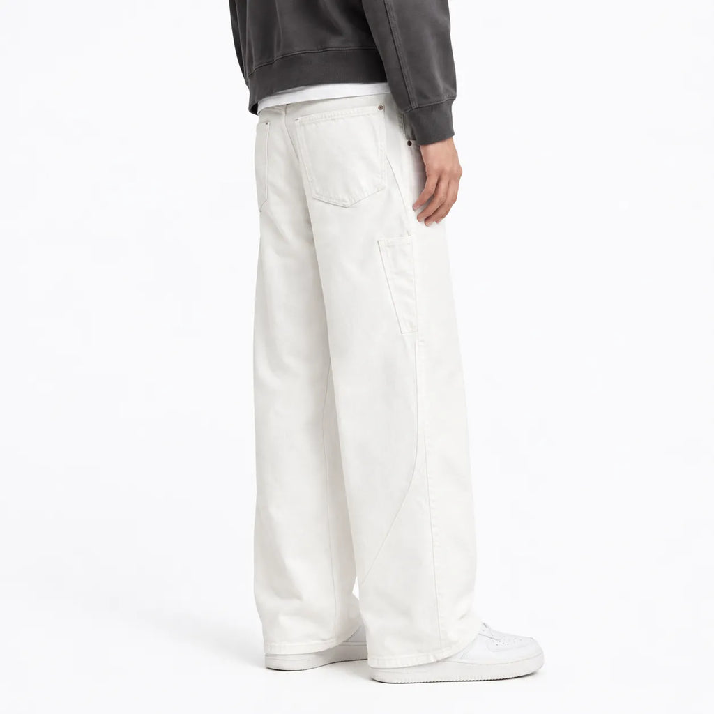 Men's White Utility Baggy Jeans