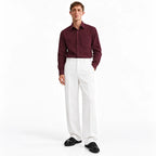 Men's White Wide-Leg Pleated Trousers