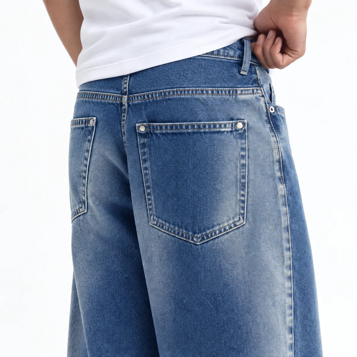 Blue Washed Straight-Fit Jeans