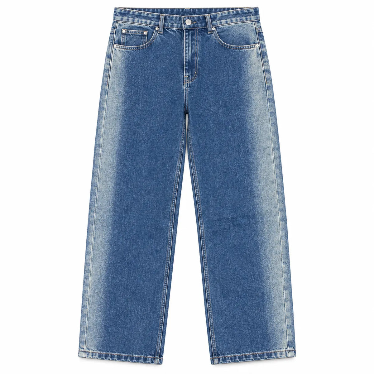 Blue Washed Straight-Fit Jeans