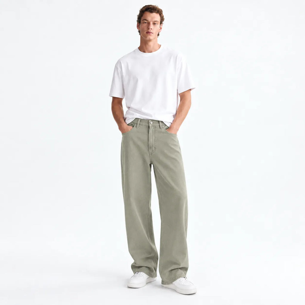 Sage Green Wide-Leg Jeans