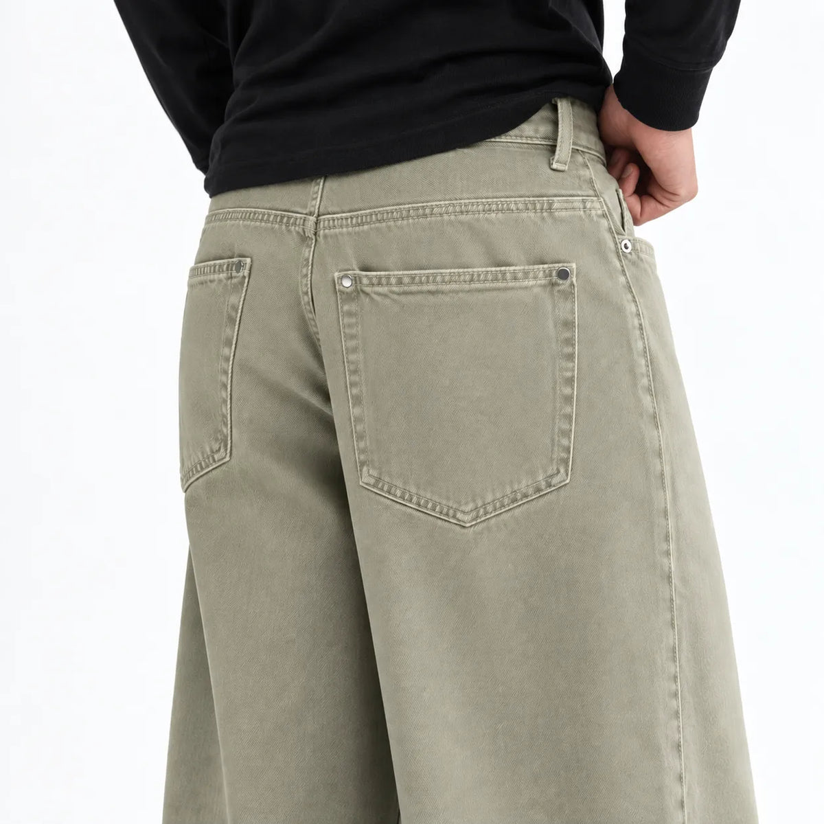 Sage Green Wide-Leg Jeans