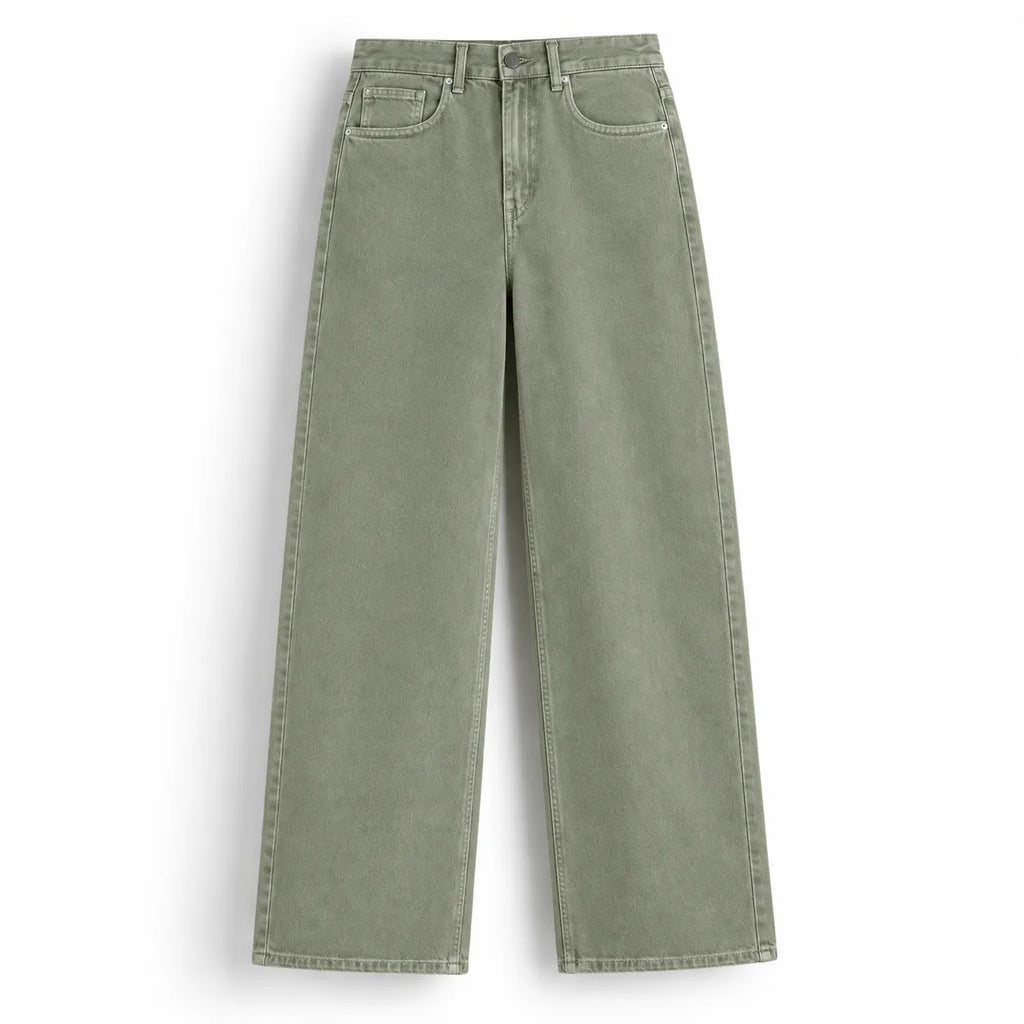 Sage Green Wide-Leg Jeans
