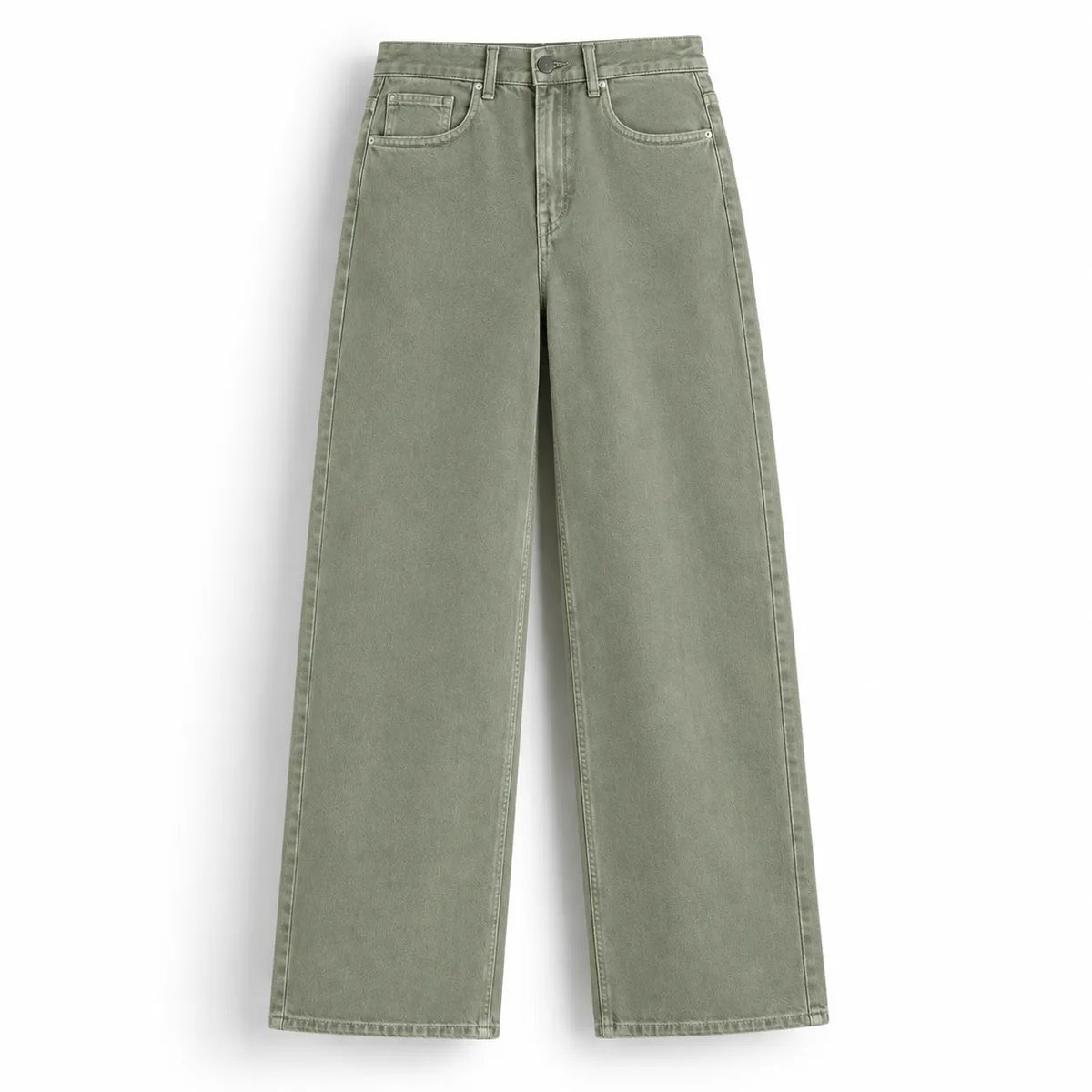 Sage Green Wide-Leg Jeans