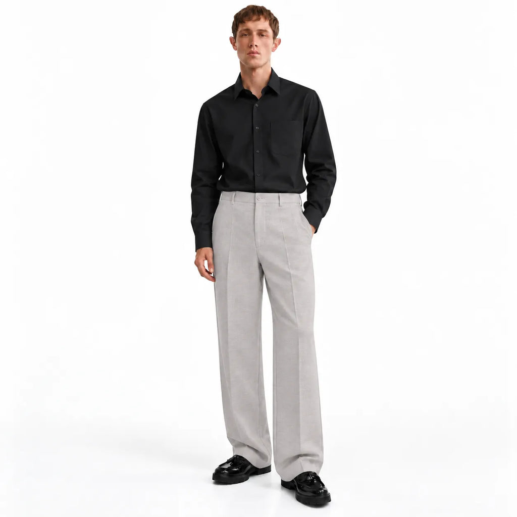 Men's Light Grey Wide-Leg Trousers