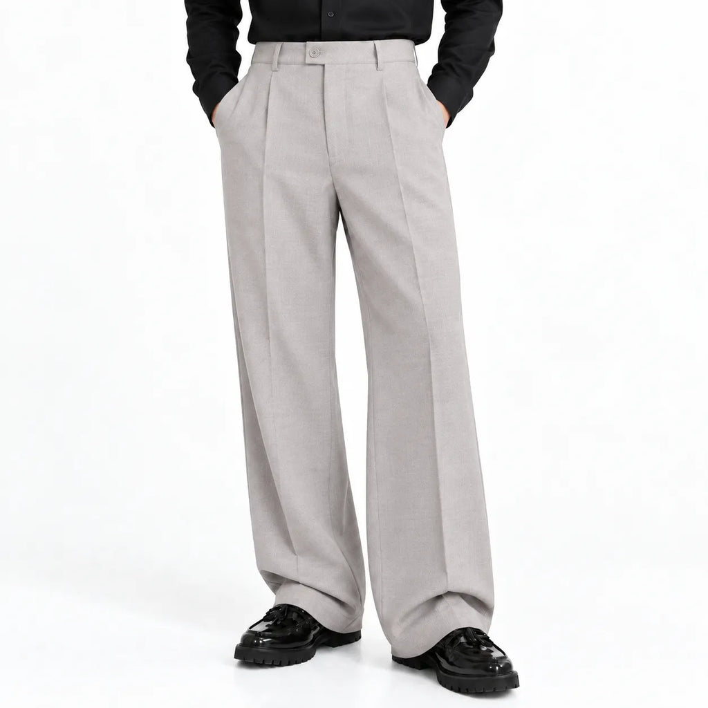Men's Light Grey Wide-Leg Trousers