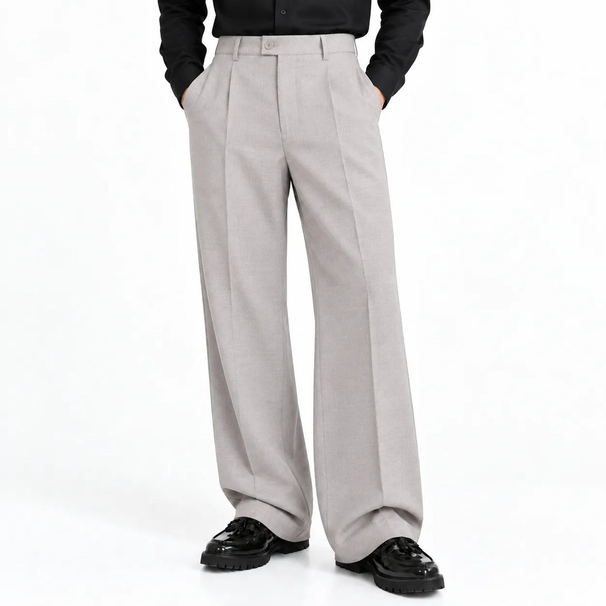 Men's Light Grey Wide-Leg Trousers