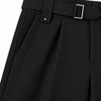 Men's Black Wide-Leg Belted Trousers
