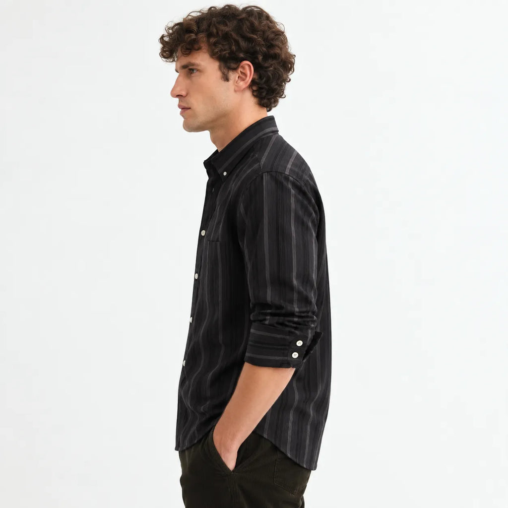 Black Textured Modern Fit Shirt