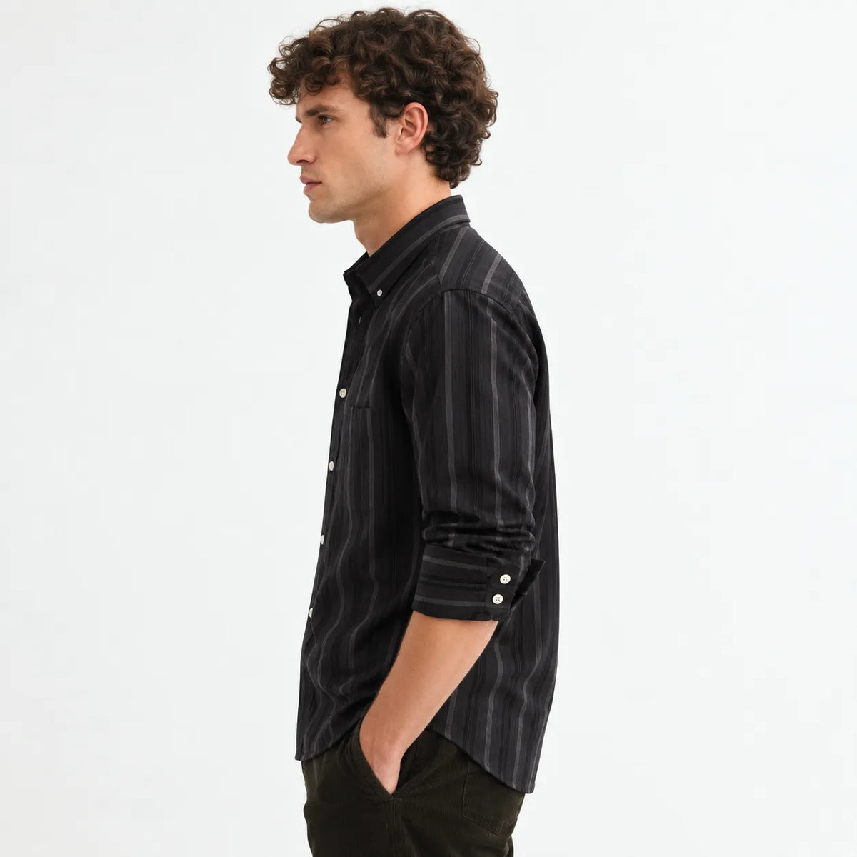 Black Textured Modern Fit Shirt