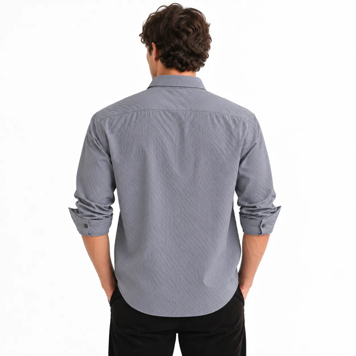 Grey Textured Modern Fit Shirt