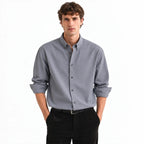 Grey Textured Modern Fit Shirt