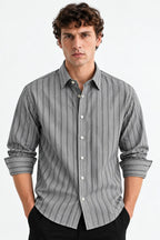 Grey Striped Modern Fit Shirt