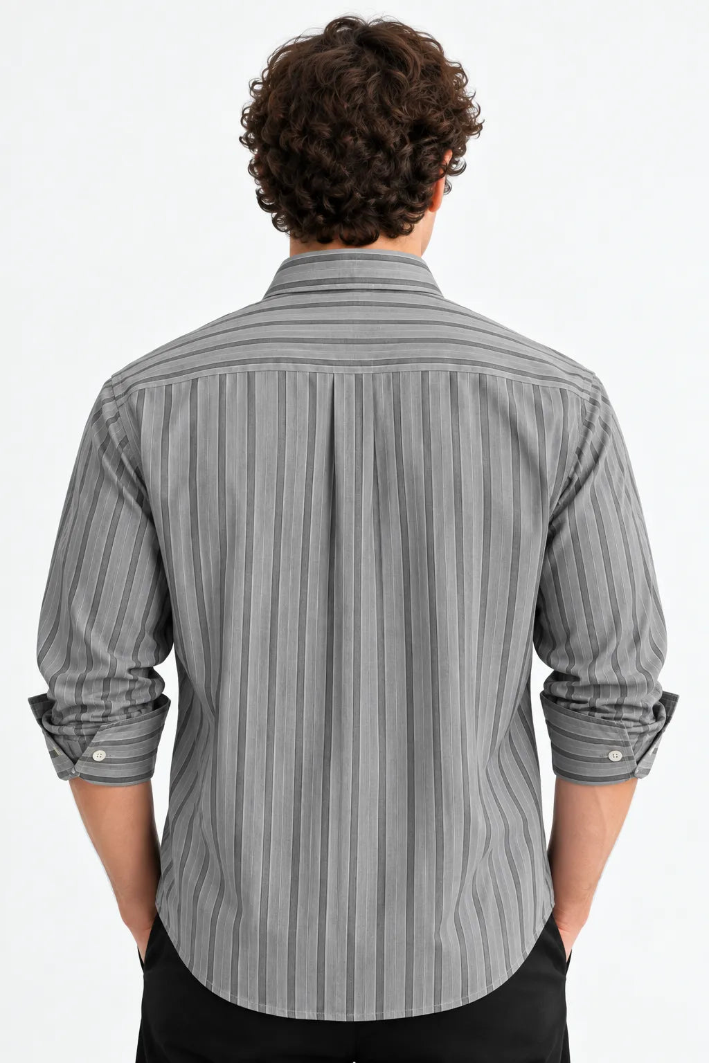 Grey Striped Modern Fit Shirt