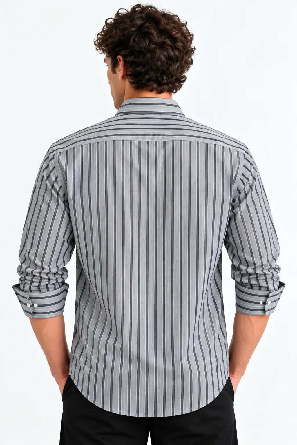 Black & White Striped Modern Fit Shirt