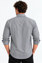 Black & White Striped Modern Fit Shirt