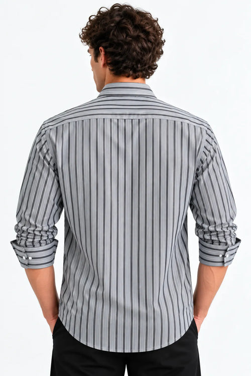 Black & White Striped Modern Fit Shirt