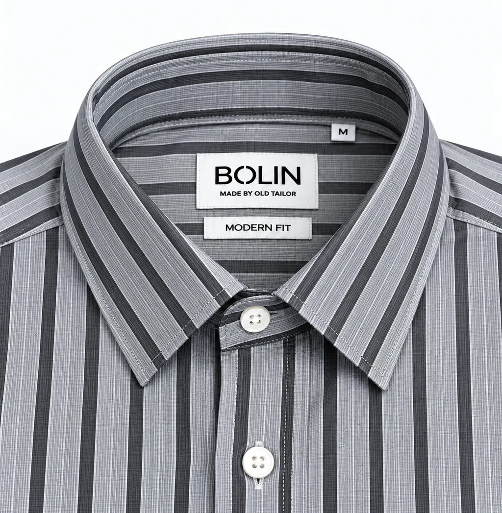Black & White Striped Modern Fit Shirt
