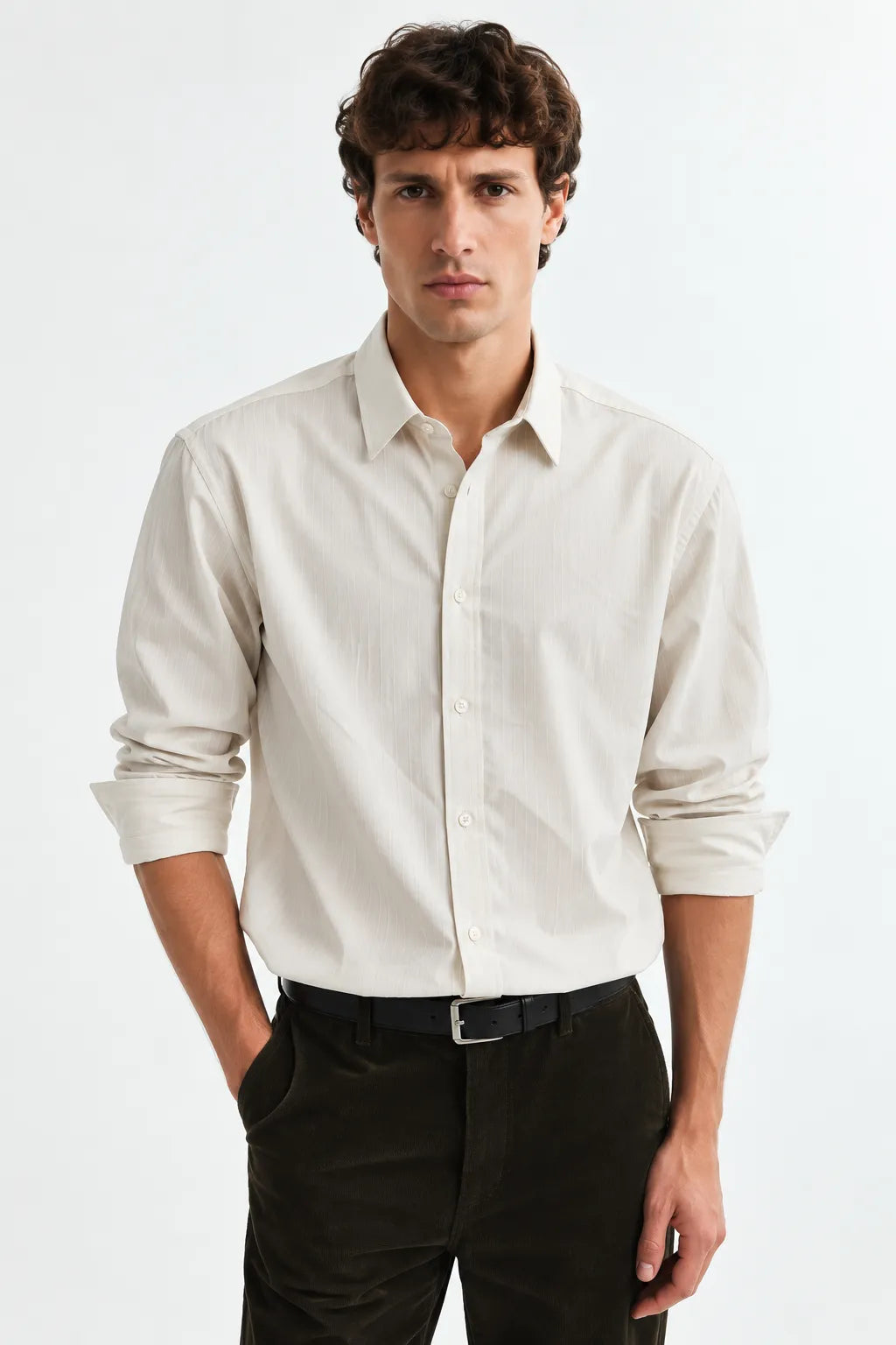 Premium Japanese Fabric Off-White Pinstripe Shirt