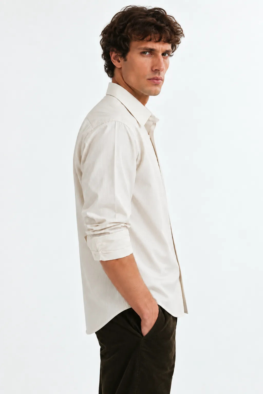 Premium Japanese Fabric Off-White Pinstripe Shirt